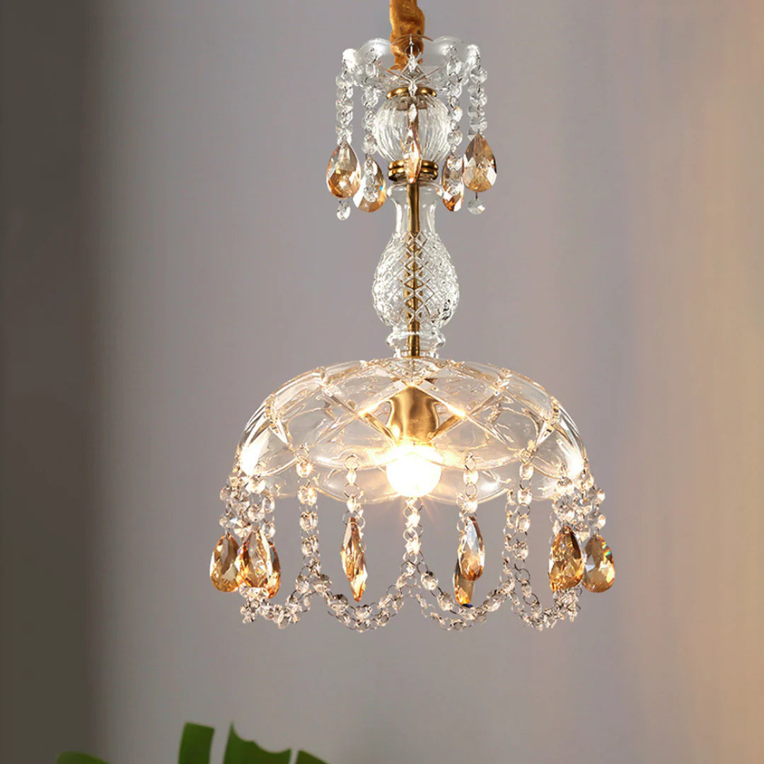 Lámpara colgante Rondelle de cristal en forma de flor