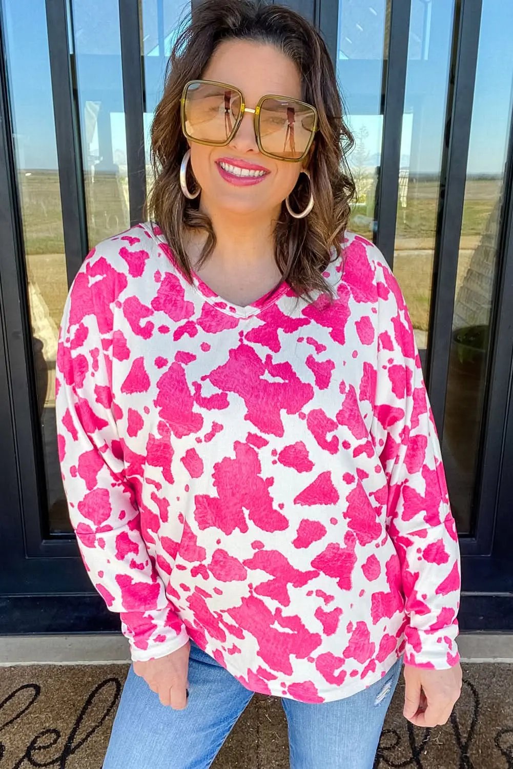Love Salve Women's Plus Size Top Rose Leopard Print — Western Fall Style