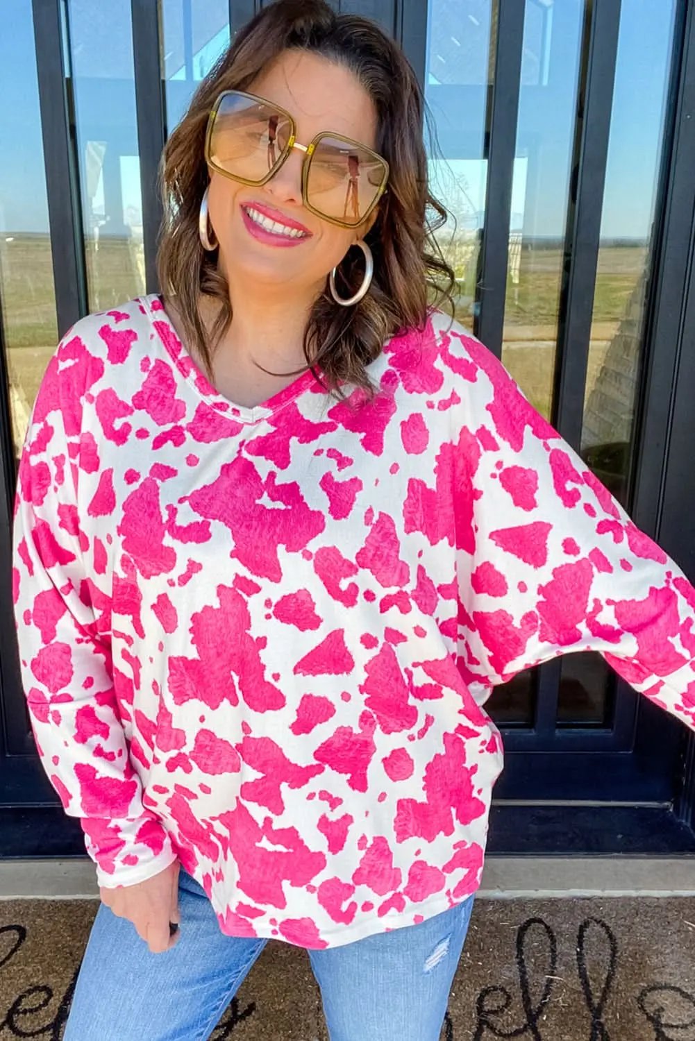 Love Salve Women's Plus Size Top Rose Leopard Print — Western Fall Style