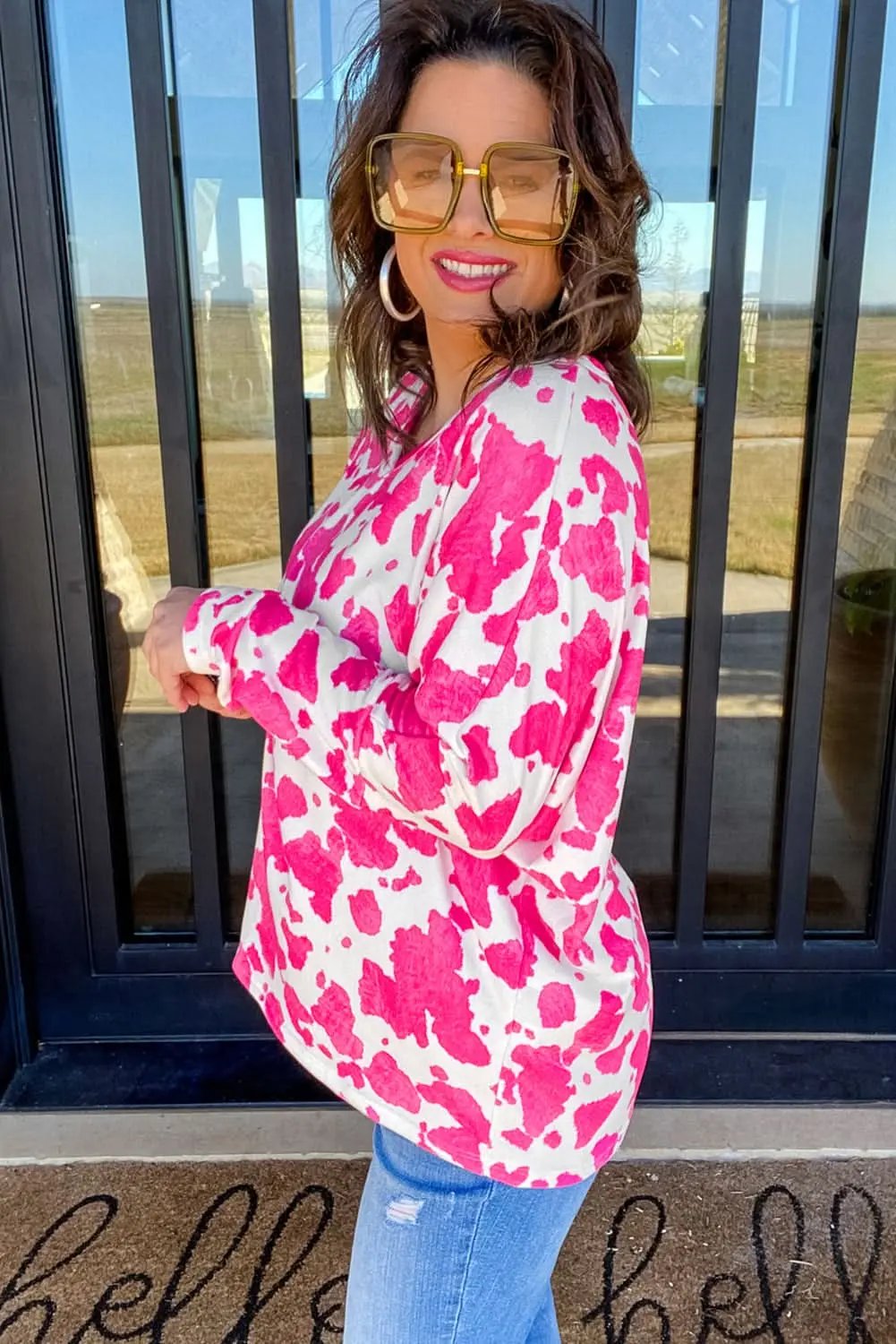 Love Salve Women's Plus Size Top Rose Leopard Print — Western Fall Style