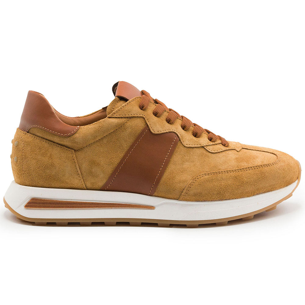 66-265-CGN Zapatillas ROXI de ante y piel de becerro, coñac