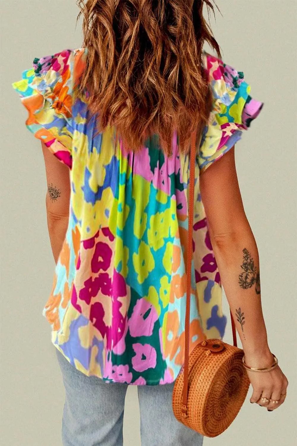 T-Shirts Trendsi just arrived - Ruffled sheer tie neck blouse