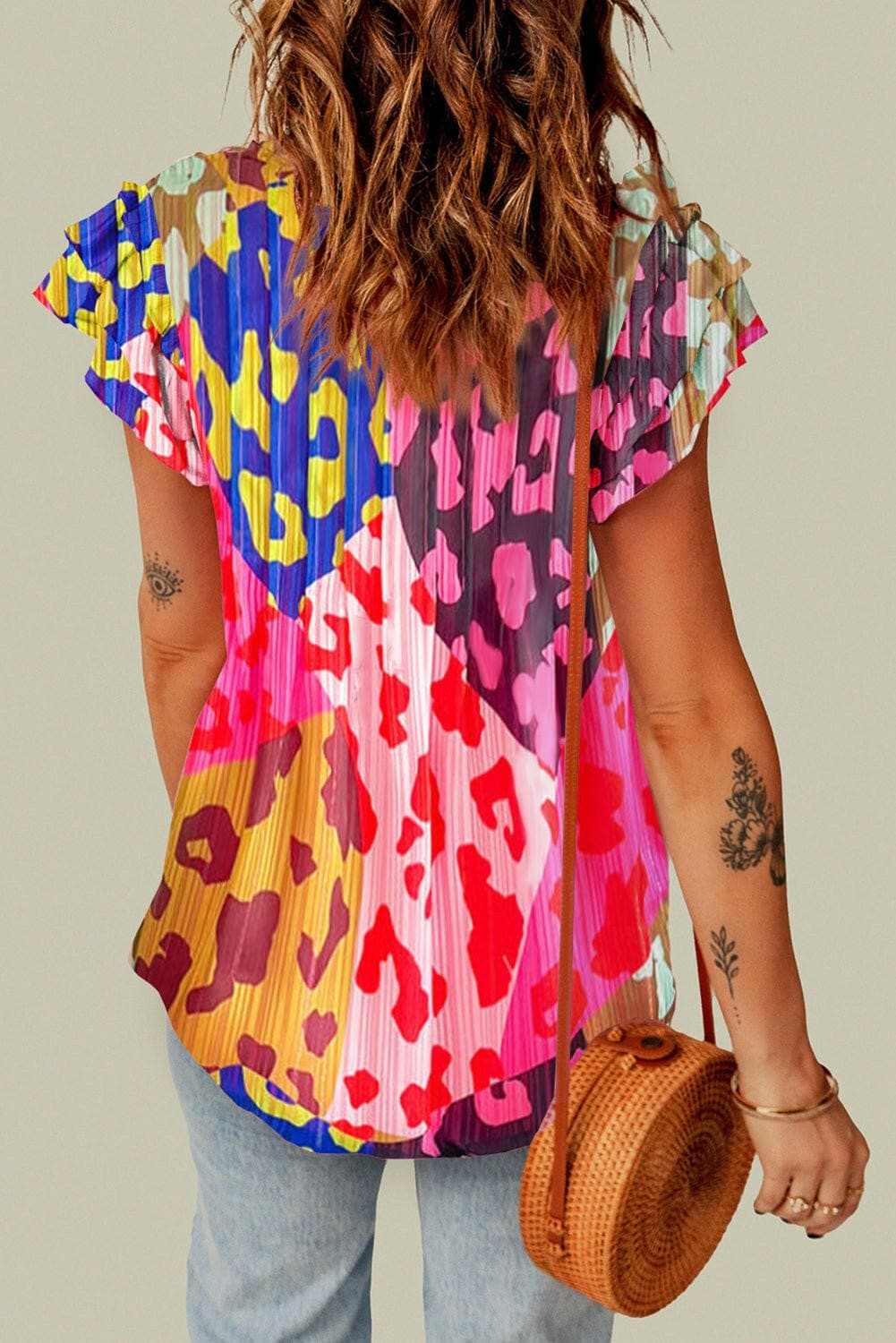 T-Shirts Trendsi just arrived - Ruffled sheer tie neck blouse