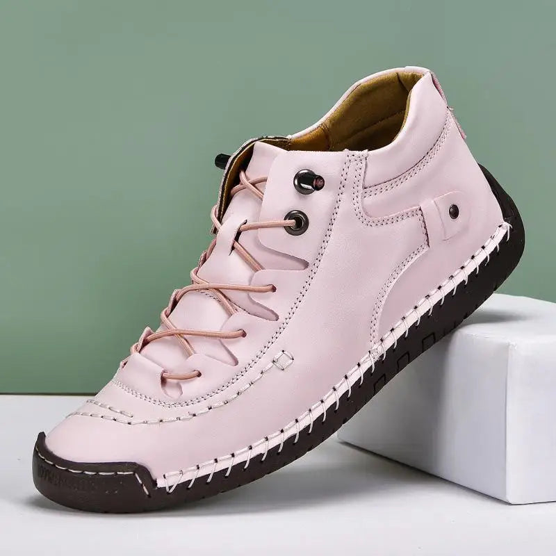 Purple Sneakers Women Casual Shoes Hand-stitching Leather Sneakers Women shoes Mid-top New Slip On Loafers Woman Driving Shoes