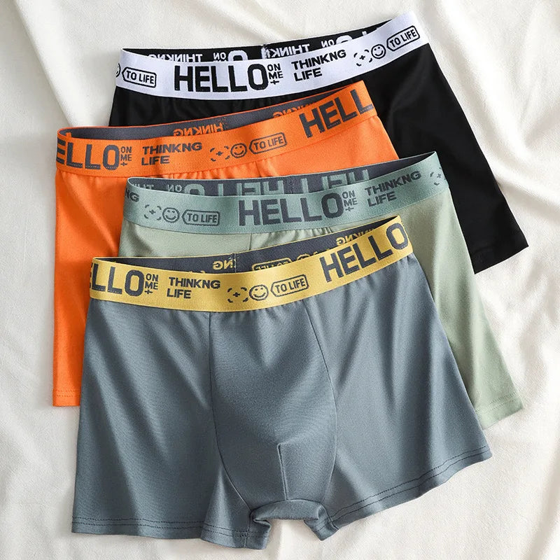 Men's Mid-Waist Thin Briefs Breathable Comfortable Large Size Sports Boxer Shorts Youth Flat Briefs Underwear Polyester Fiber