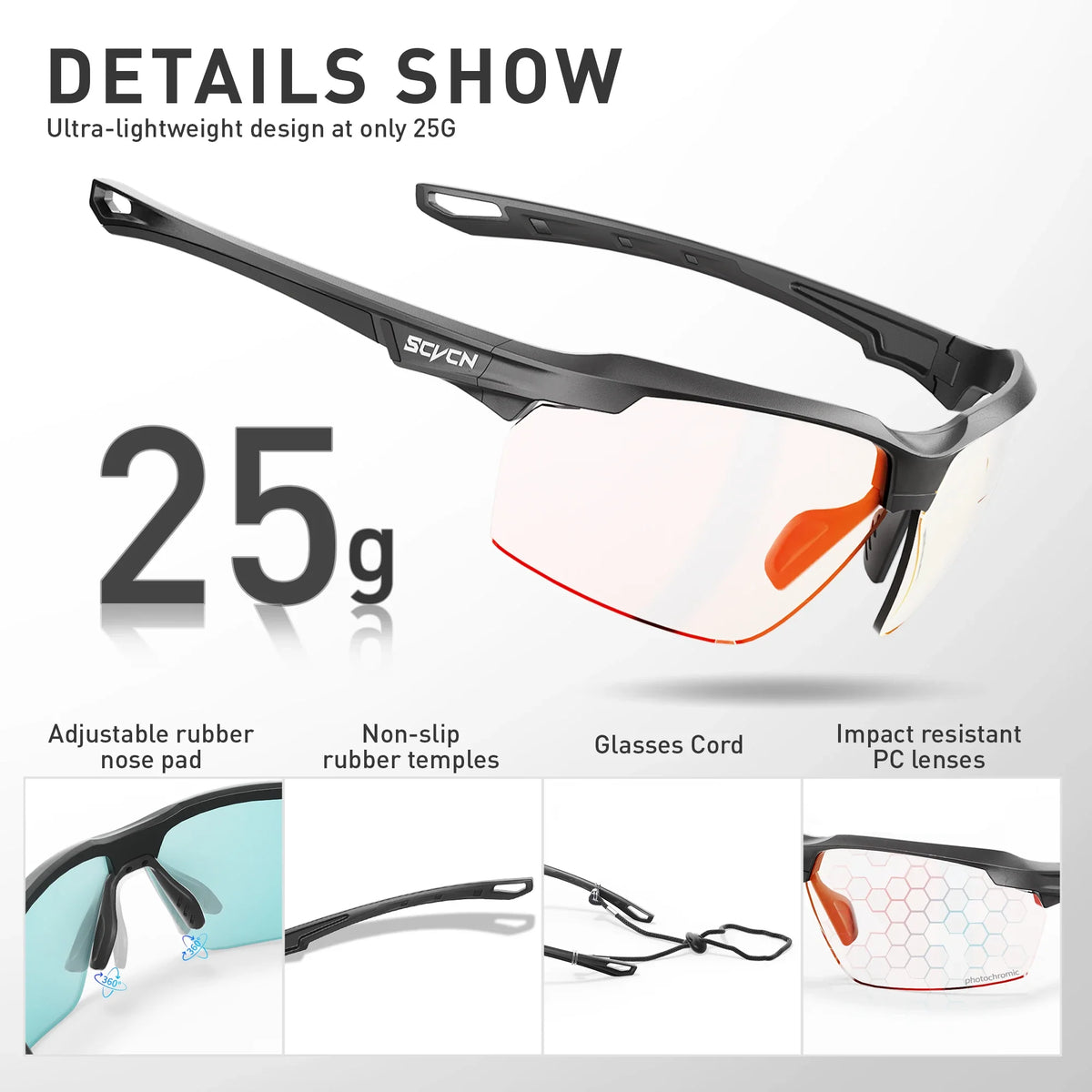 SCVCN Photochromic Cycling Sunglasses Marathon Running Glasses Men Outdoor Sports Women Driving Bicycle Bike Eyewear New