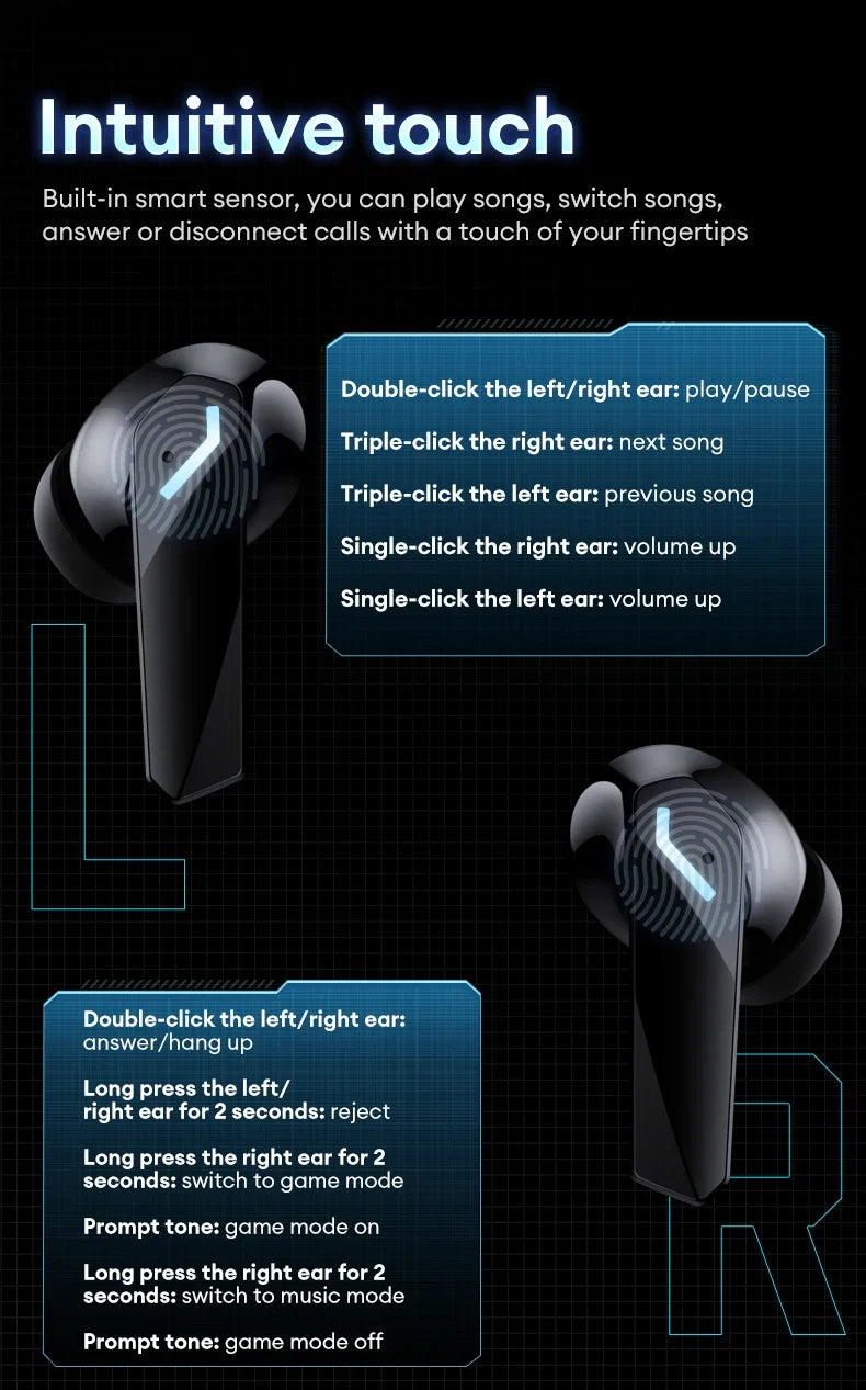 Choice Lenovo XT53 Earphone Wireless Bluetooth 5.4 Headphones Low Latency Gaming Headset Noise Reduction LED Display Earbuds New