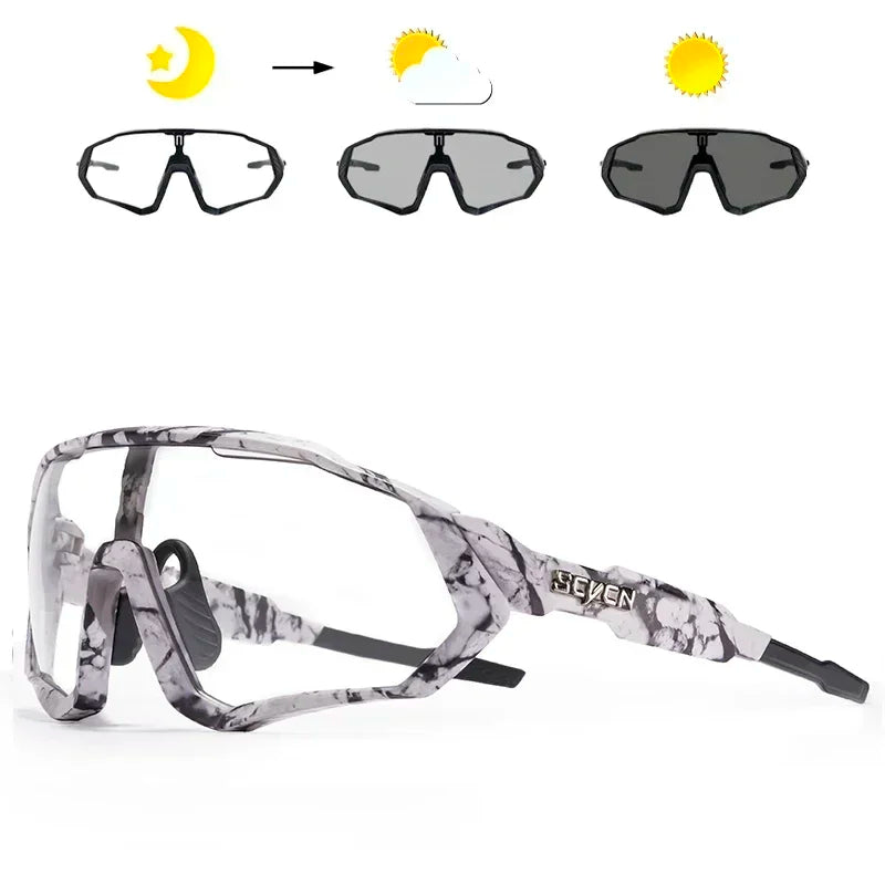 SCVCN-New Style Sunglasses Bicycle Eyewear Mountain Bike Cycl Goggles UV400 MTB Road for Men Photochromic Sport Cycling Glasses