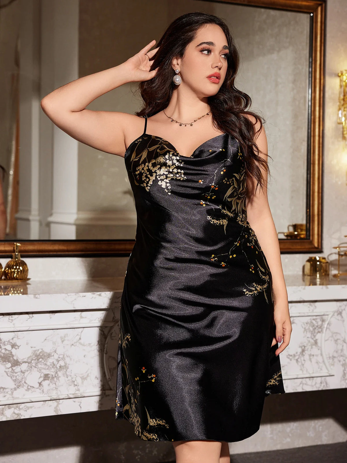 Plus Size Women's Nightdress Elegant Fashion Prints Pajamas Comfortable Snd Sexy Dress For Home Party