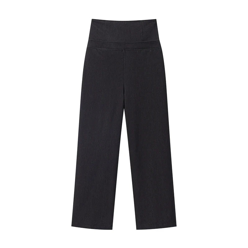 Fashion Women Pant Set Fashion Stand Collar Single Breasted Short Sleeve Cropped Coat And Lace Up Wide Leg Pant Casual Outwear