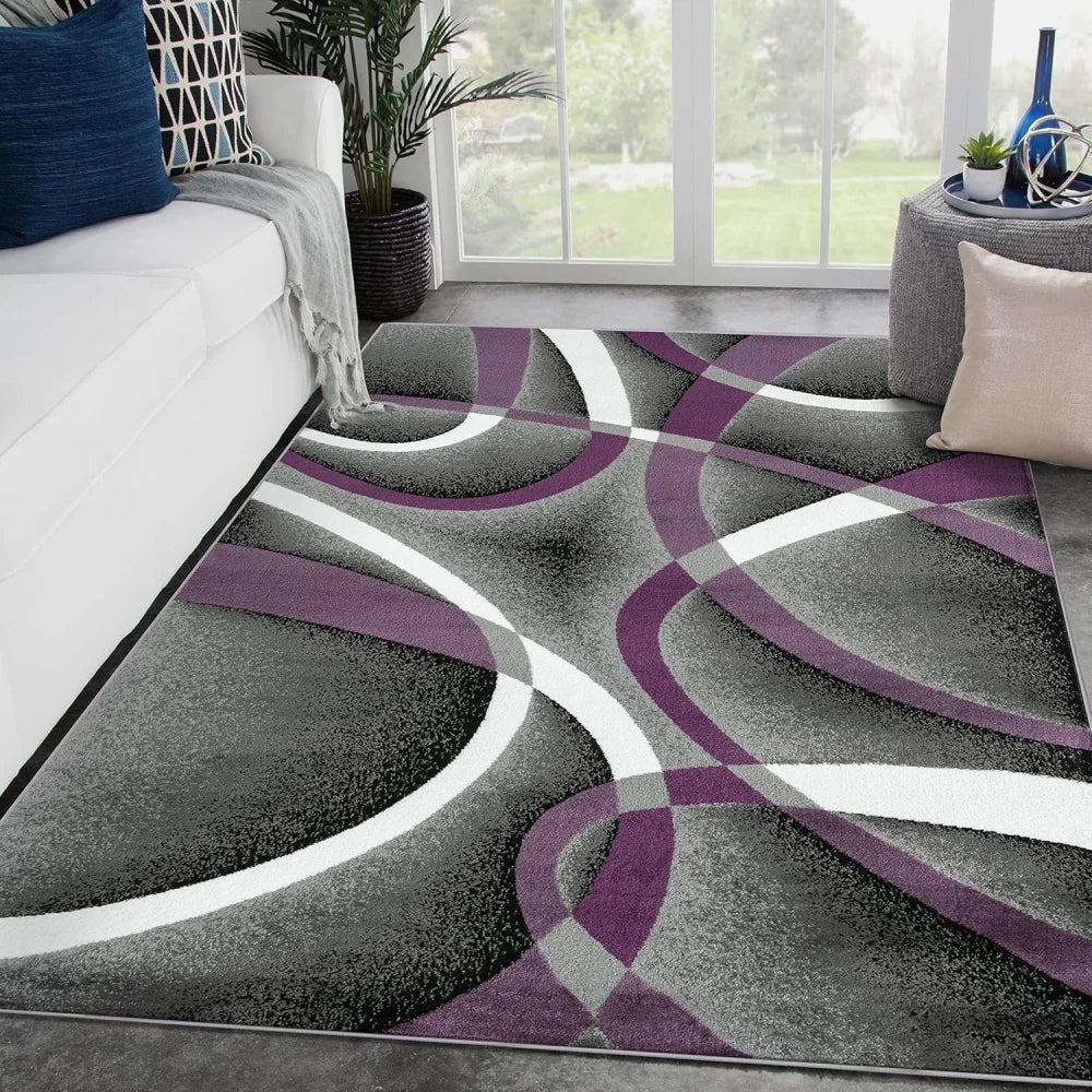 VIKAMA Modern Abstract Geometric Carpet Non-Slip and Easy to Clean Living Room Sofa Rug Office Bedroom Carpet Home Decoration