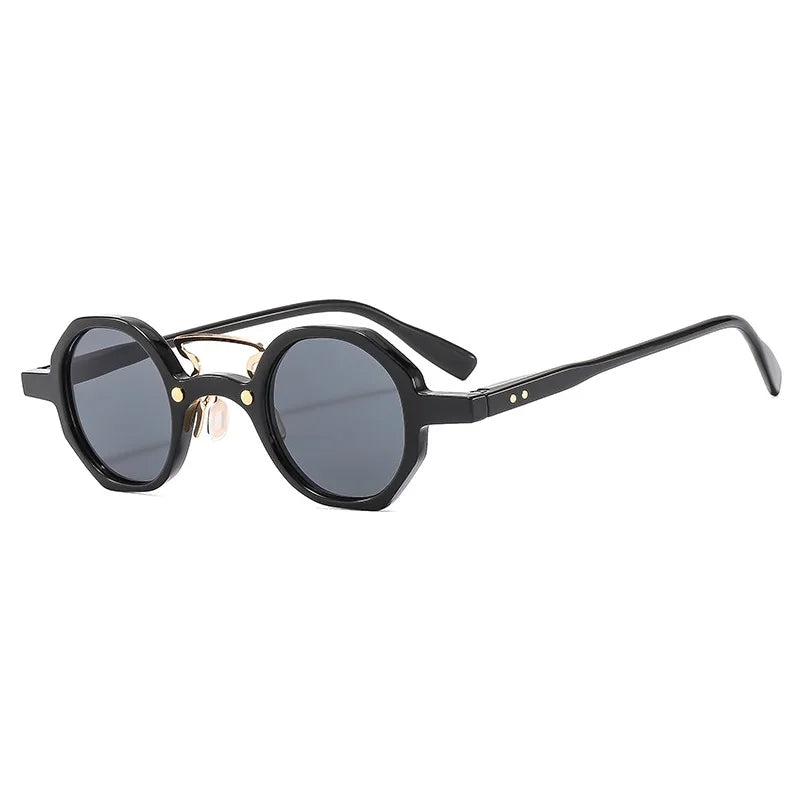 Vintage Small Round Women Sunglasses Fashion Clear Ocean Lens Shades UV400 Men Rivets Sun Glasses Oculus