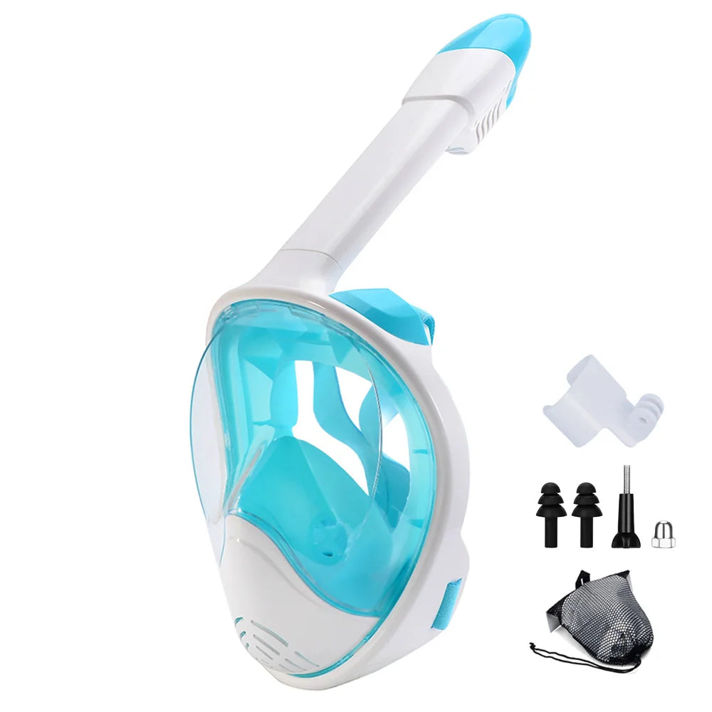 Full Face Snorkel Mask with Detachable Camera Mount,Snorkeling Swimming Diving Mask Wide View Anti-Fog Anti-Leak for Adult Youth