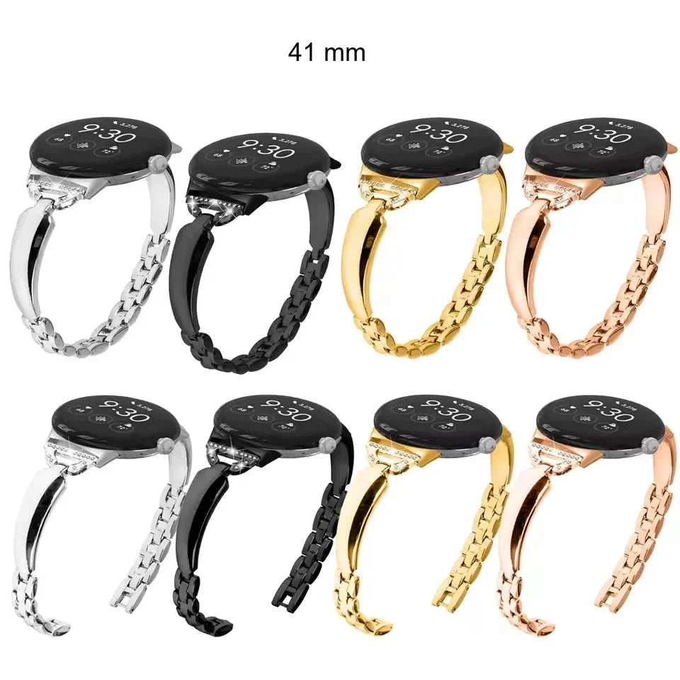 Google Pixel Watch 5, 4 & 3 41mm Slim Bling Chain Bracelet Band