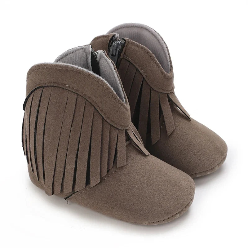 Western Denim Baby Winter Boots, Fashion Warm Casual First Walkers Shoes for Boys Girls 0-18 Months ﻿