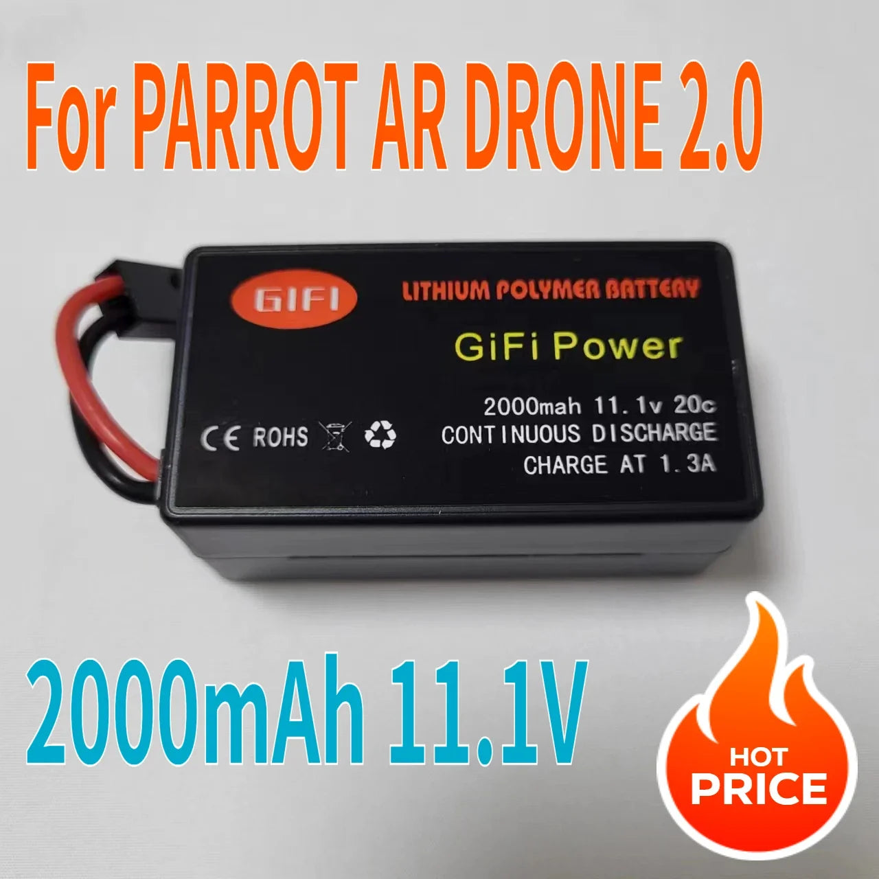 Rechargeable 2000mAh 11.1V 20C Battery For PARROT AR DRONE 2.0 Quadcopter Drone