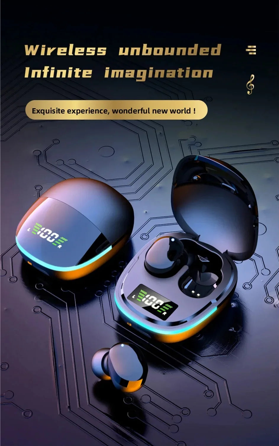 G9S Bluetooth 5.1 In Ear Wireless Earbuds LED Power Display Low Latency Gaming HiFi Stereo Sports Headphones