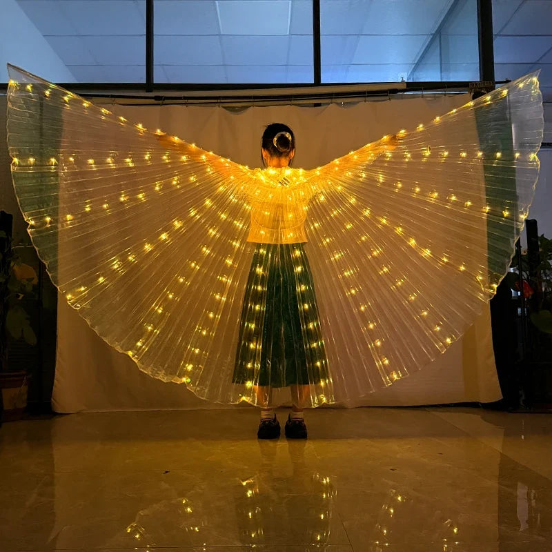LED Light Up Belly Dance Wings Glowing Fairy Wings Luminous Butterfly Isis Wing Performance Dance Party Rave Costumes