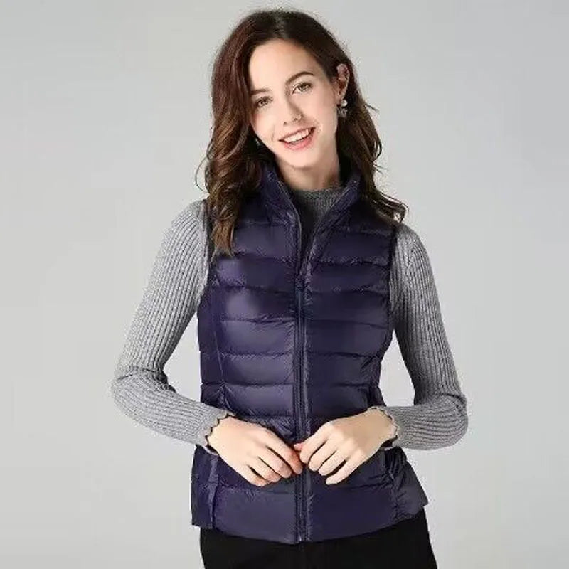2026 White Duck Down Jacket Women Vest Autumn Winter Sleeveless Waistcoat Warm Lightweight Puffer Jacket Female Tops Outwear