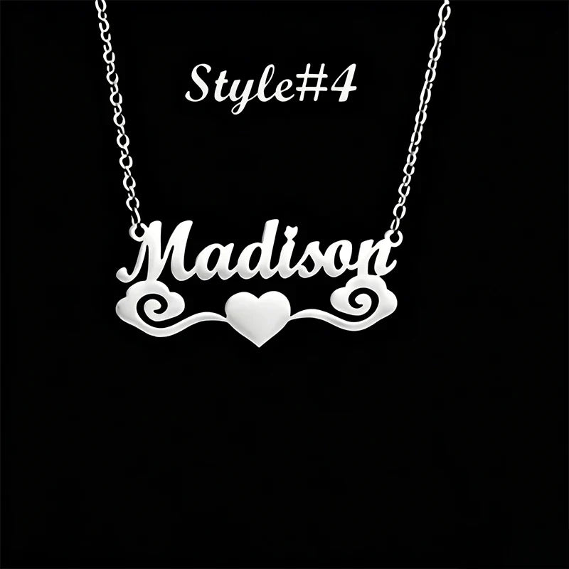 Multi-style Heart Name Design Personalized Pendant Necklace Woman Stainless Steel Silver Gold Name Customized Necklace Jewelry