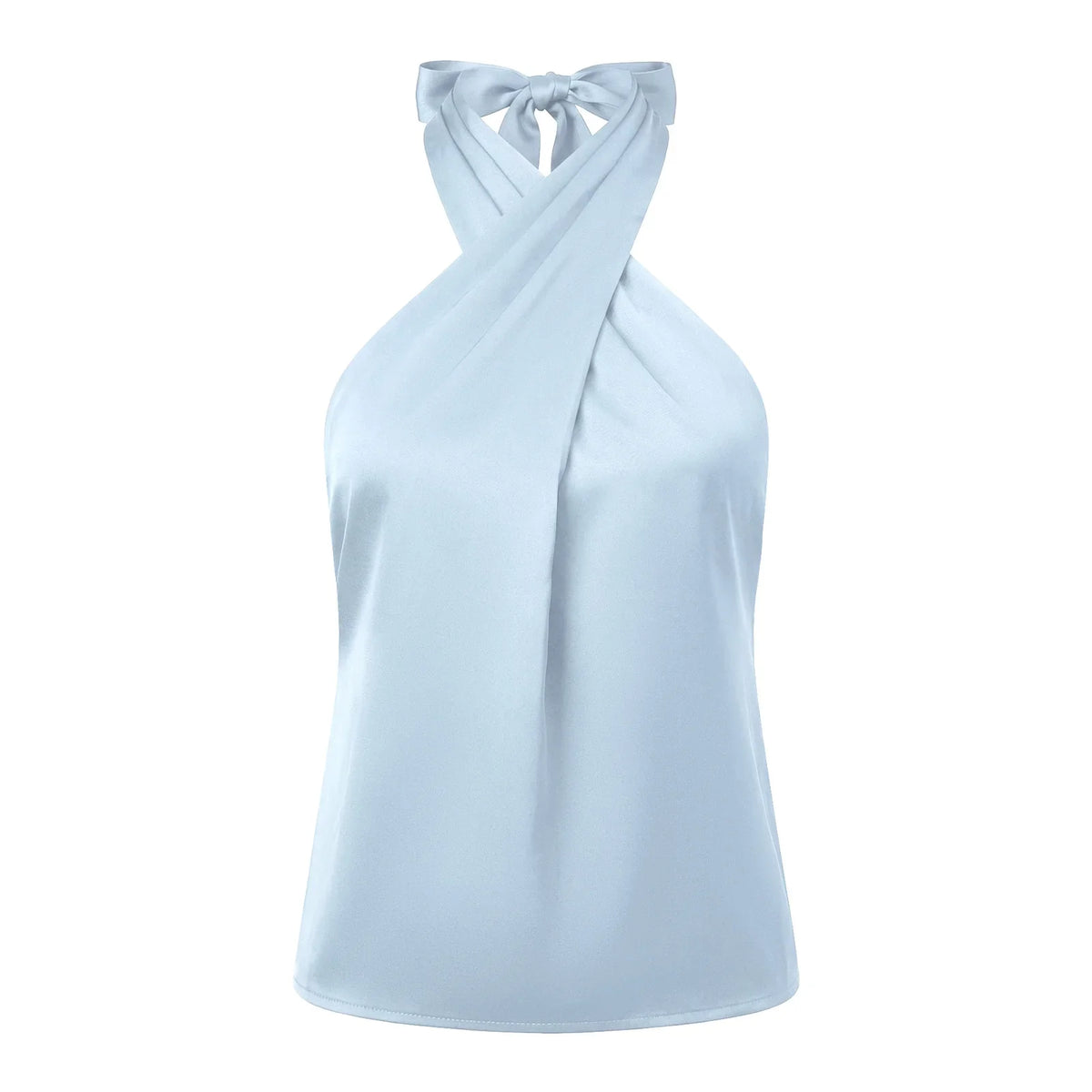 Women Fashion Sleeveless Halter Neck Tank Tops Summer Solid Color Backless Satin Casual Vests Streetwear