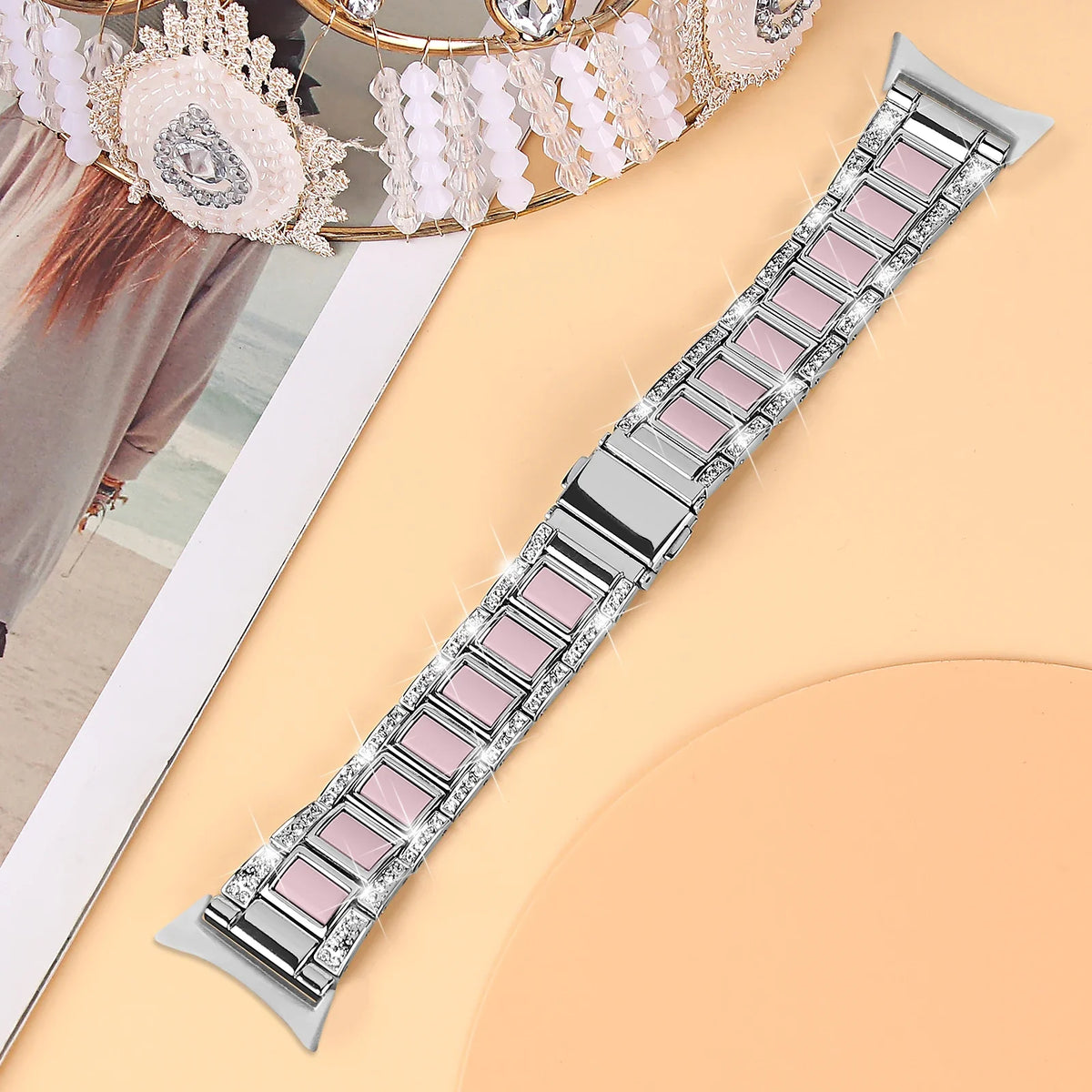 Google Pixel Watch 5, 4 & 3 41mm Resin Inlay Link Bracelet Band