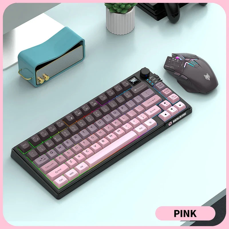 Premium Dual-Modes 2.4G+Bluetooth Keyboard Mouse Combo Rechargeable Keyboard With Display Screen & Knob For PC Computer Tablet