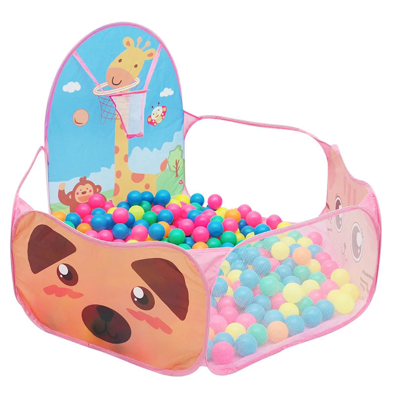 120cm Kids Playpen Playground Baby Tent Ball Pool with Basketball Hoop