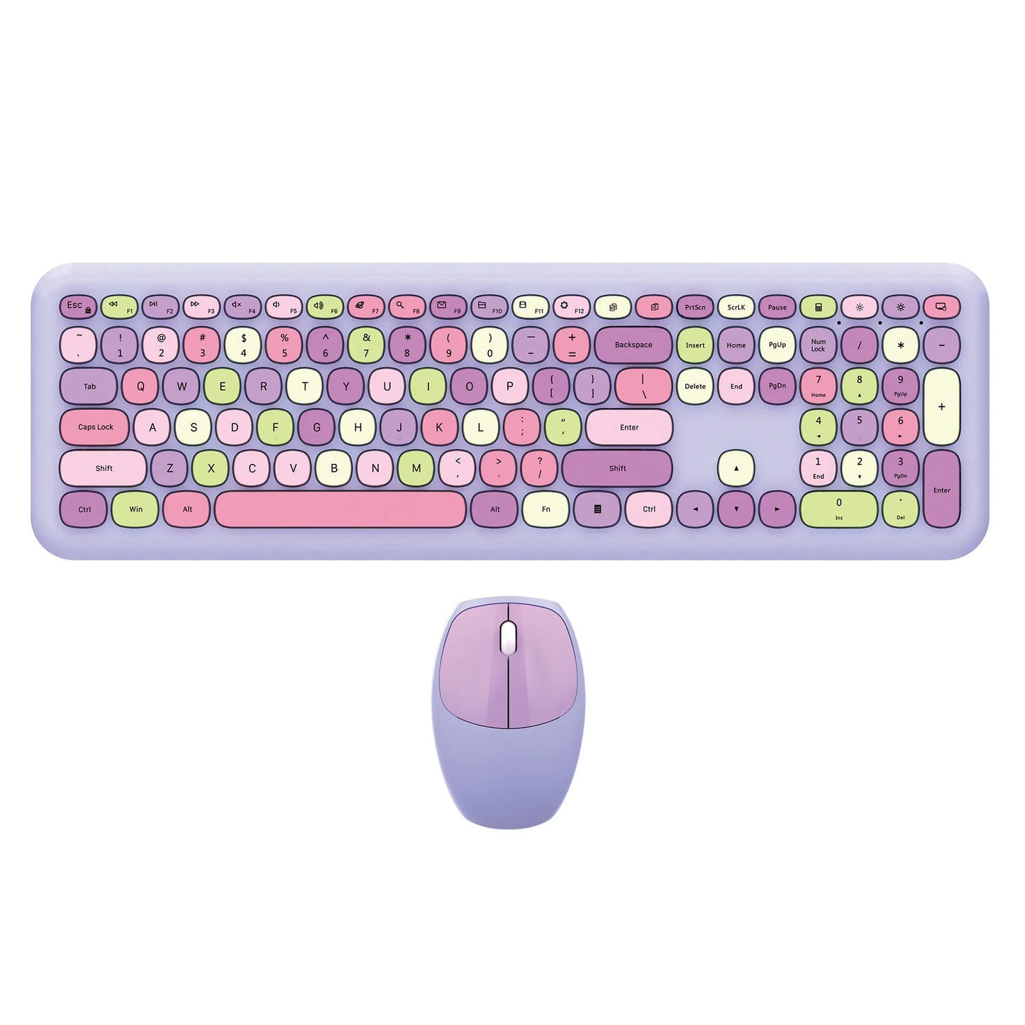 MOFii 1 Set 668 Wireless Keyboard and Mouse Combo, Gradient Keycaps Full Size Keyboard for Girls, 2.4G Plug and Play, US QWERTY