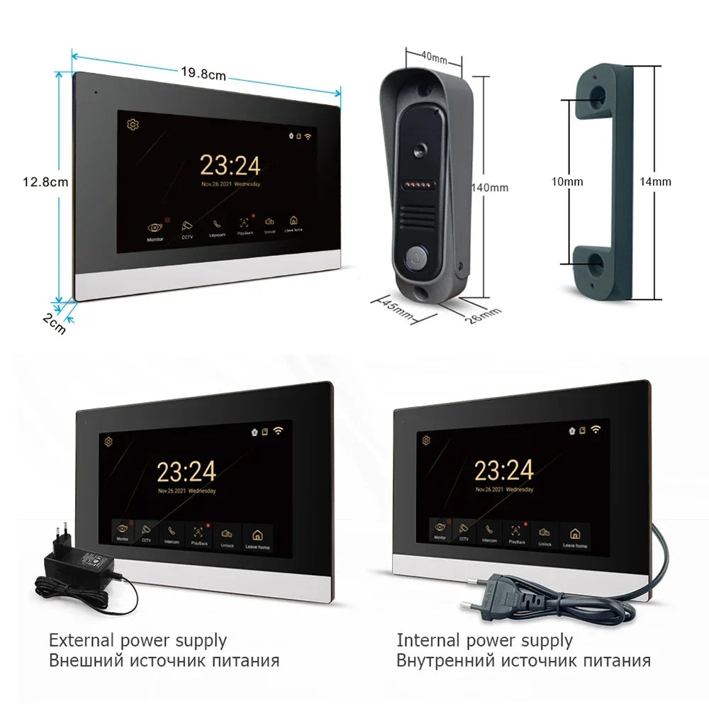 1080p Home Intercom System, 7" IPS FHD Screen and Metal Shell
