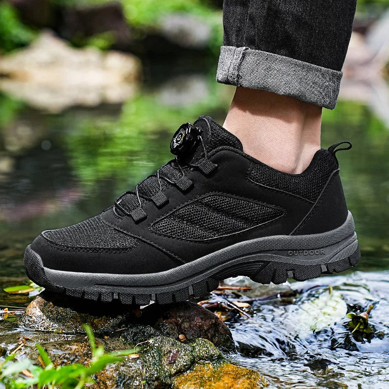 Men'S Spring And Autumn Outdoor Sports Shoes With Rotating Buckle Convenient Comfortable Anti Slip Hiking Shoes Large Size 39-48