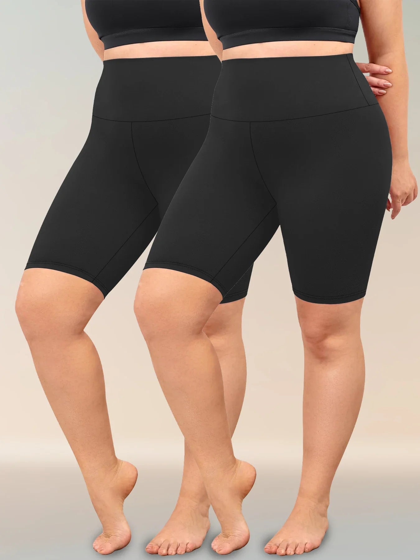 2 Pack Plus Size Biker Shorts for Women High Waisted Super Soft