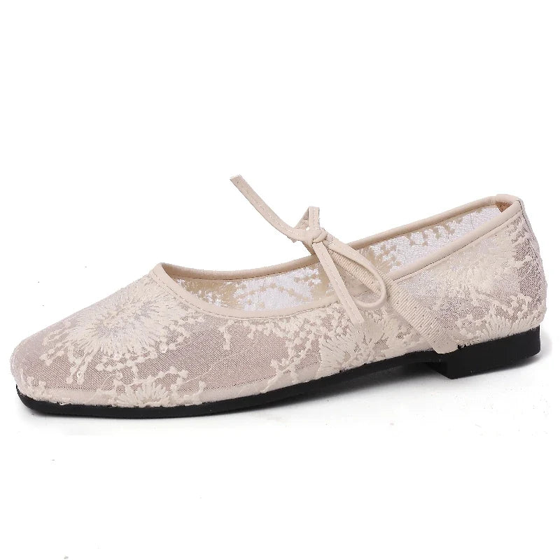 2026 Spring Lace Women Mary Jane Shoes Fashion Slip On Comfort Street Style Soft Sole Female Dress Flats Shoes