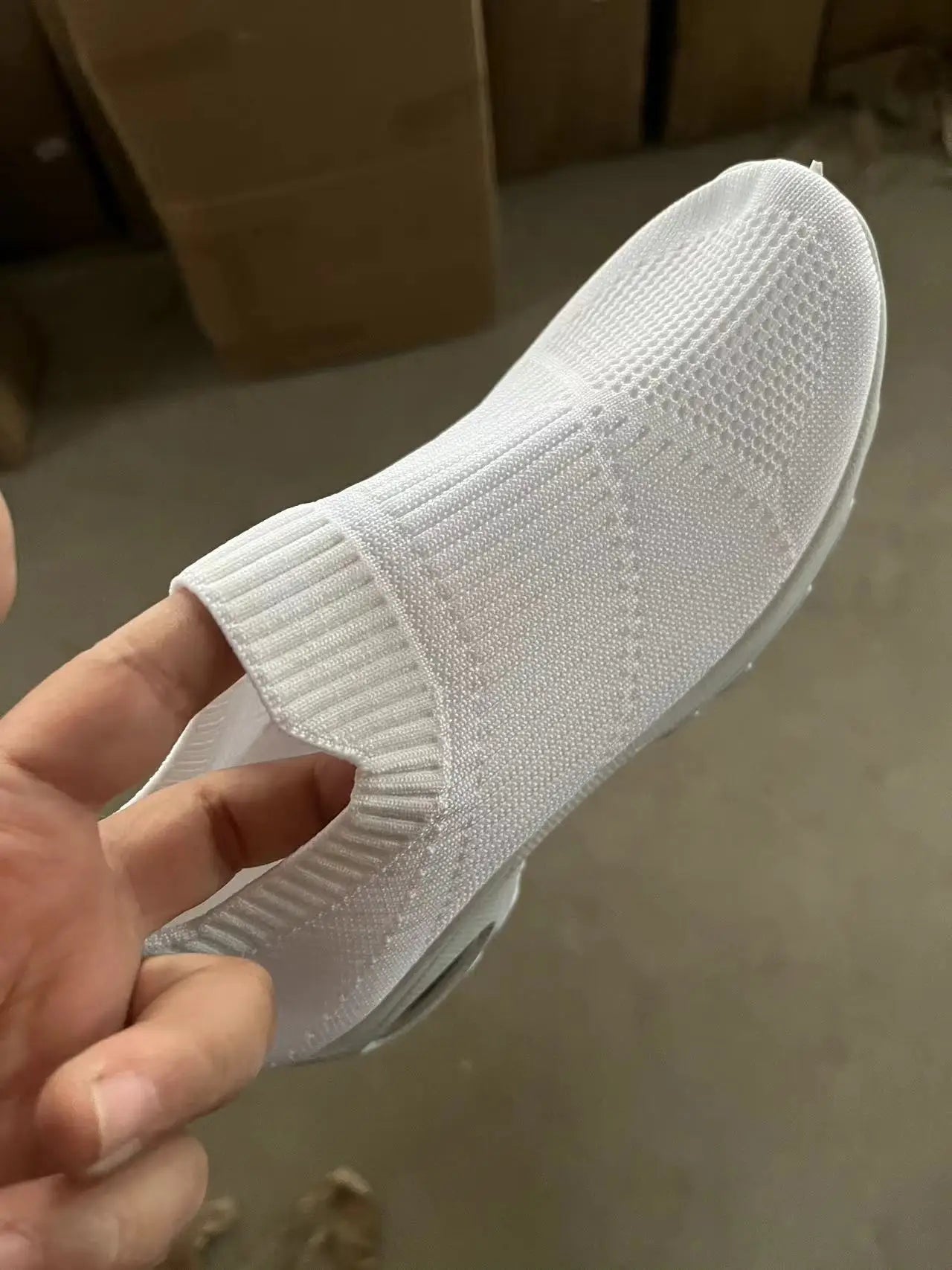 Breathable Mesh Slip-On Sports Shoes Comfortable Thick Bottom Heightening Walking Shoes for Women Casual round Toe Rubber Sole