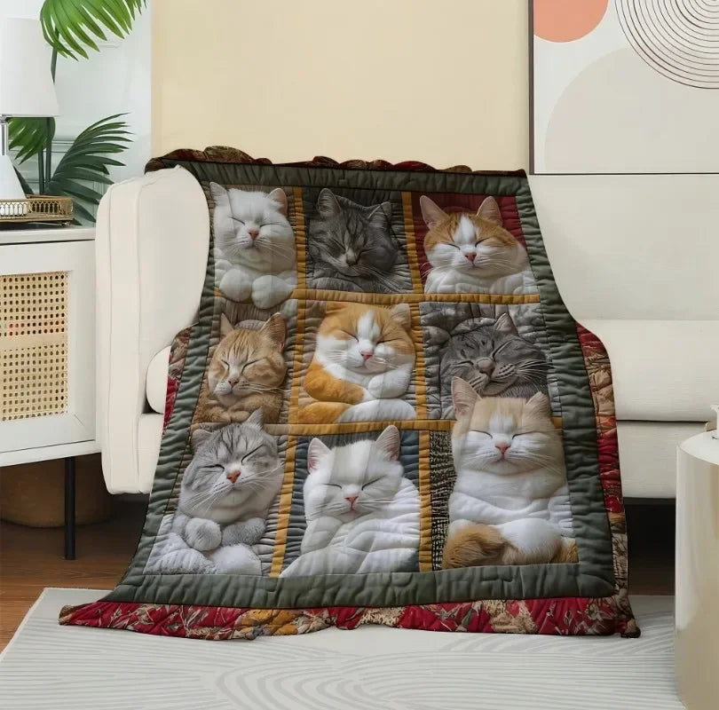 1PC Throw Cute Animals theme Cats Dogs Lover Flannel Blanket Gifts Soft Warm thin Blankets for Sofa Bed Car Camping all season