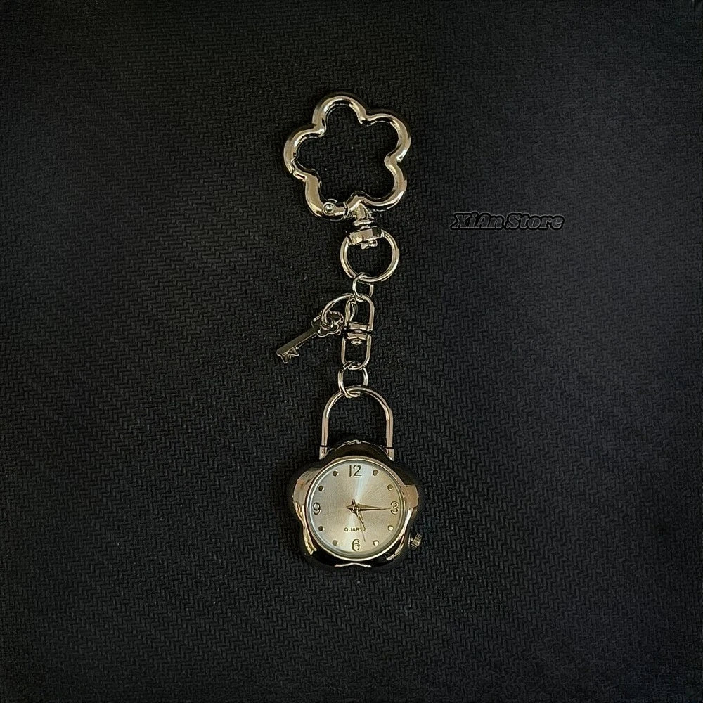 Original Hollow Heart Pocket Watch Chain Keychain Design Steampunk Clock Vintage Necklace Pendant Jewelry Watch Men Women Gift
