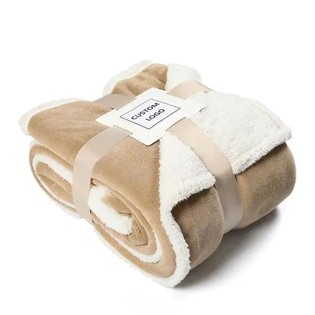 Jacquard Style Thickened Double Layer Winter Lamb Plush Blanket Pink Ghost Printed Quilt Flannel Sofa Cover Coral Velvet Blanket