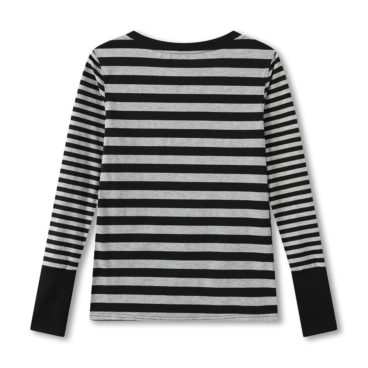 Women Striped Print Long Sleeve Tops Fitted Round Neck Fall T-shirts Casual Streetwear for Daily Office Party
