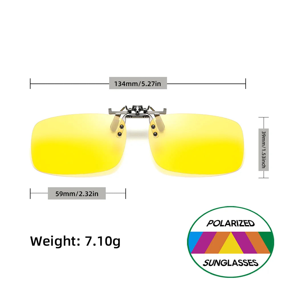 VIVIBEE Flip Up Clip On Night Vision Glasses Polarized Men Driving Yellow Sunglasses Women UV400 Fishing Universal Clips