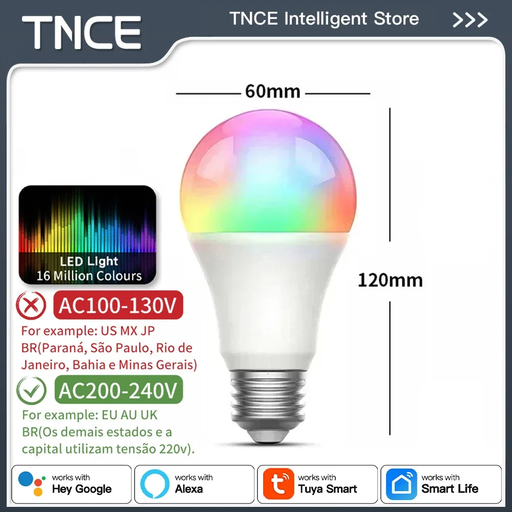 TNCE Tuya gu10 E27 E14 WIFI or Zigbee, Dimmable Light LED lamps 2700-6500k Bulb, Smart Life, Voice With Alexa Google Home alice