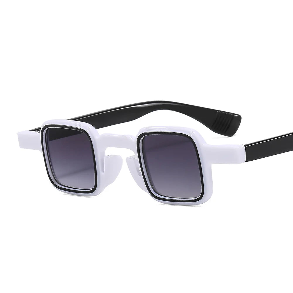 Ins Popular Fashion Small Square Sunglasses Women Retro Punk Shades UV400 Men Clear Ocean Lens Trending Rivets Sun Glasses