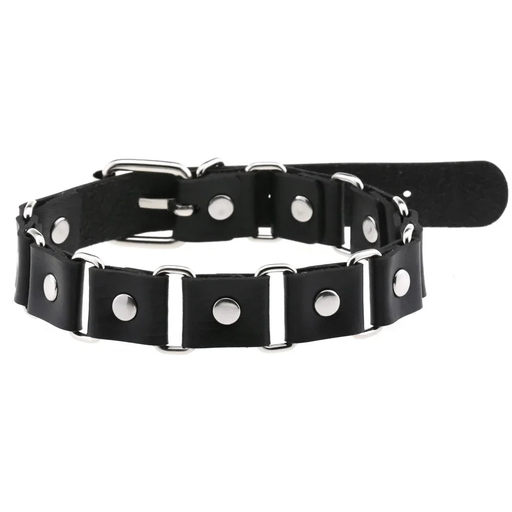 DIEZI Vintage Sweet Cool Hip Hop Rivet Choker Necklace Harajuku Gothic Club Black PU Leather Collar Torques Necklace Jewelry