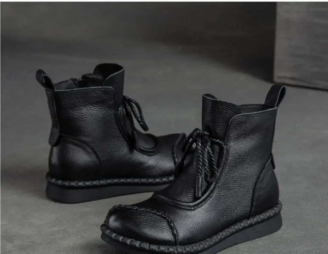 Shoes for Women  Cross-tied Ladies Boot Daily Boots Hot Sale Cotton Shoes Round Toe Comfortable Flat Shoes Women Ankle Boots