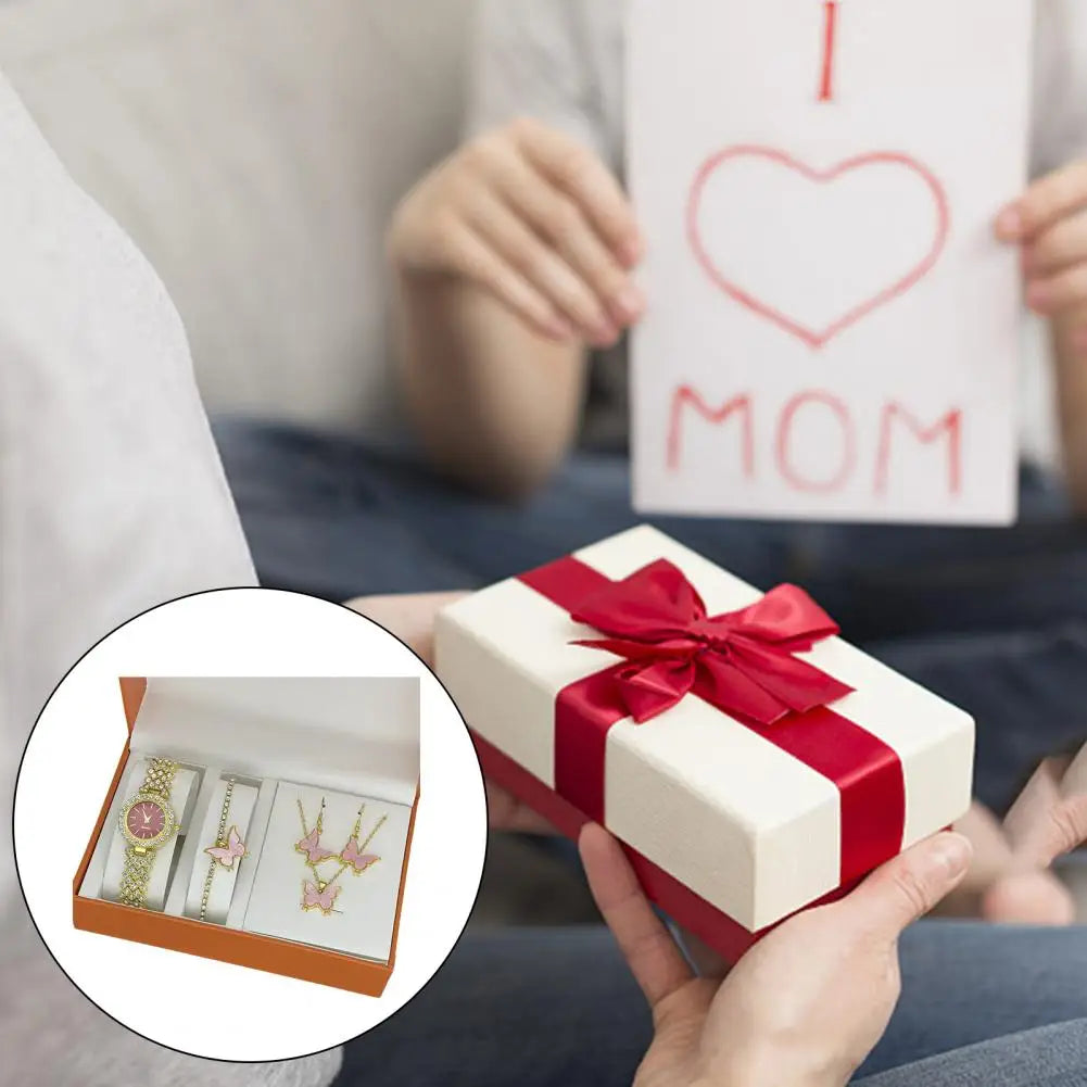 1 Set Women Jewelry Set with Gift Box Complete Collection of Quartz