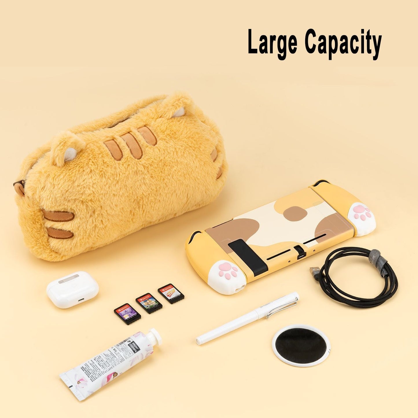 Bolsa de peluche de gato para Nintendo Switch