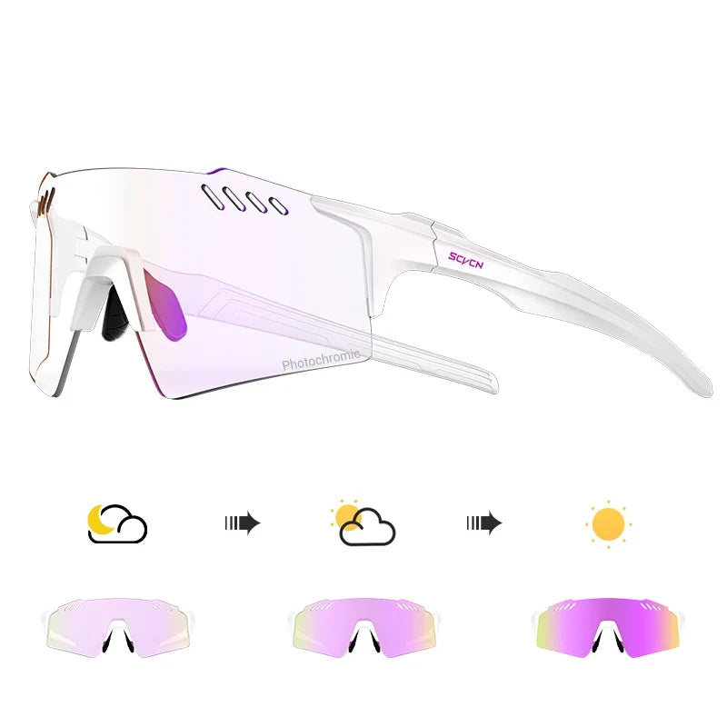 SCVCN Photochromic Cycling Glasses Outdoor Running Eyewaer Fashion Sports Bicycle Sunglasses MTB Road Bike Glasses