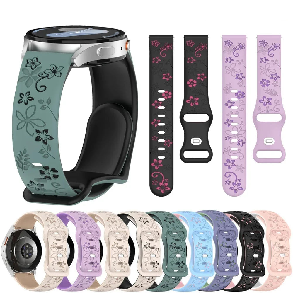 Motorola Moto Watch Floral Engraved Silicone Band
