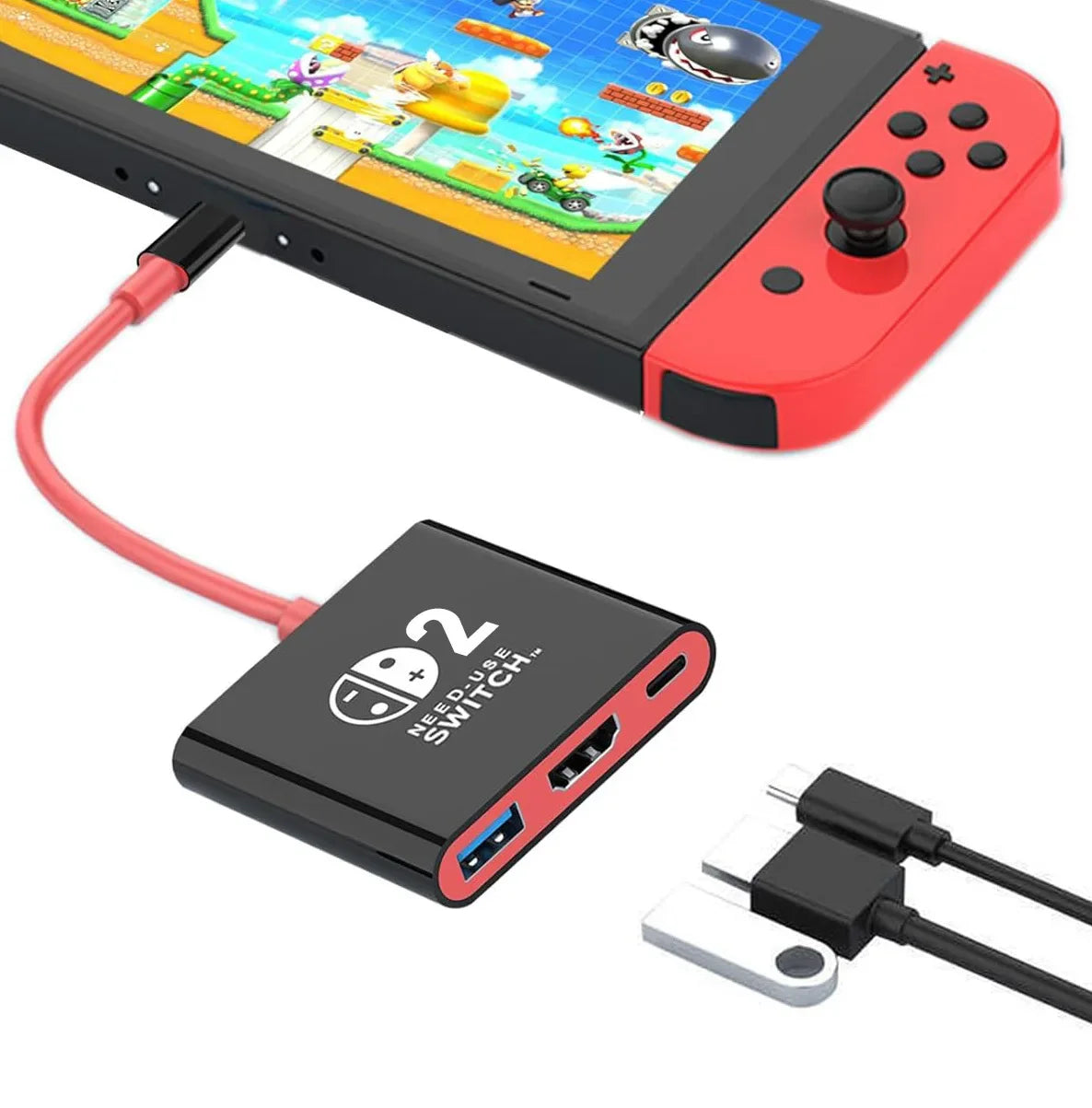 Switch 2 Dock HDMI 4K USB 3.0 Hub Adapter USB Splitter TV Portable Docking Station for NDS Switch2 Laptops PC iPad MacBook Air P