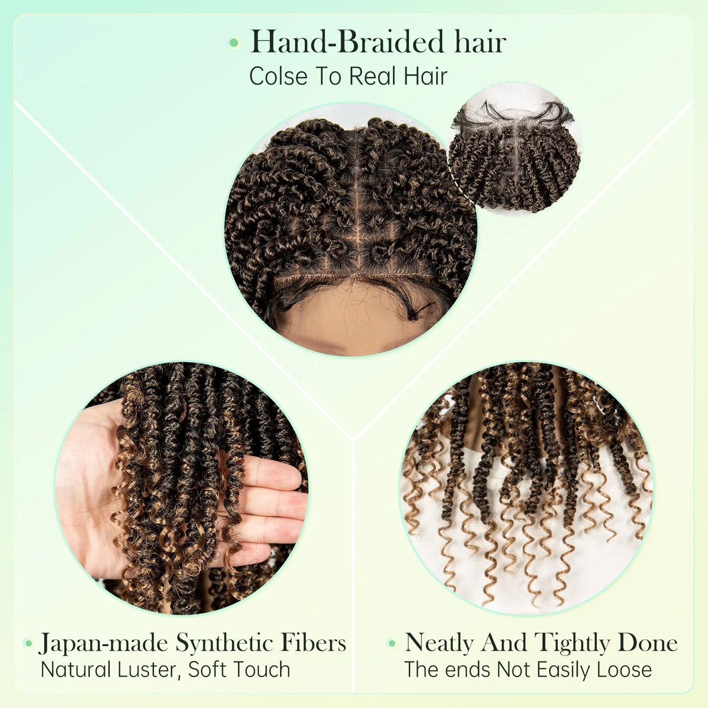 14Inch Full Lace Braided Wigs Synthetic Lace Frontal Twisted Braids Wigs with Baby Hair Knotless Box Braids Wig for Black Women