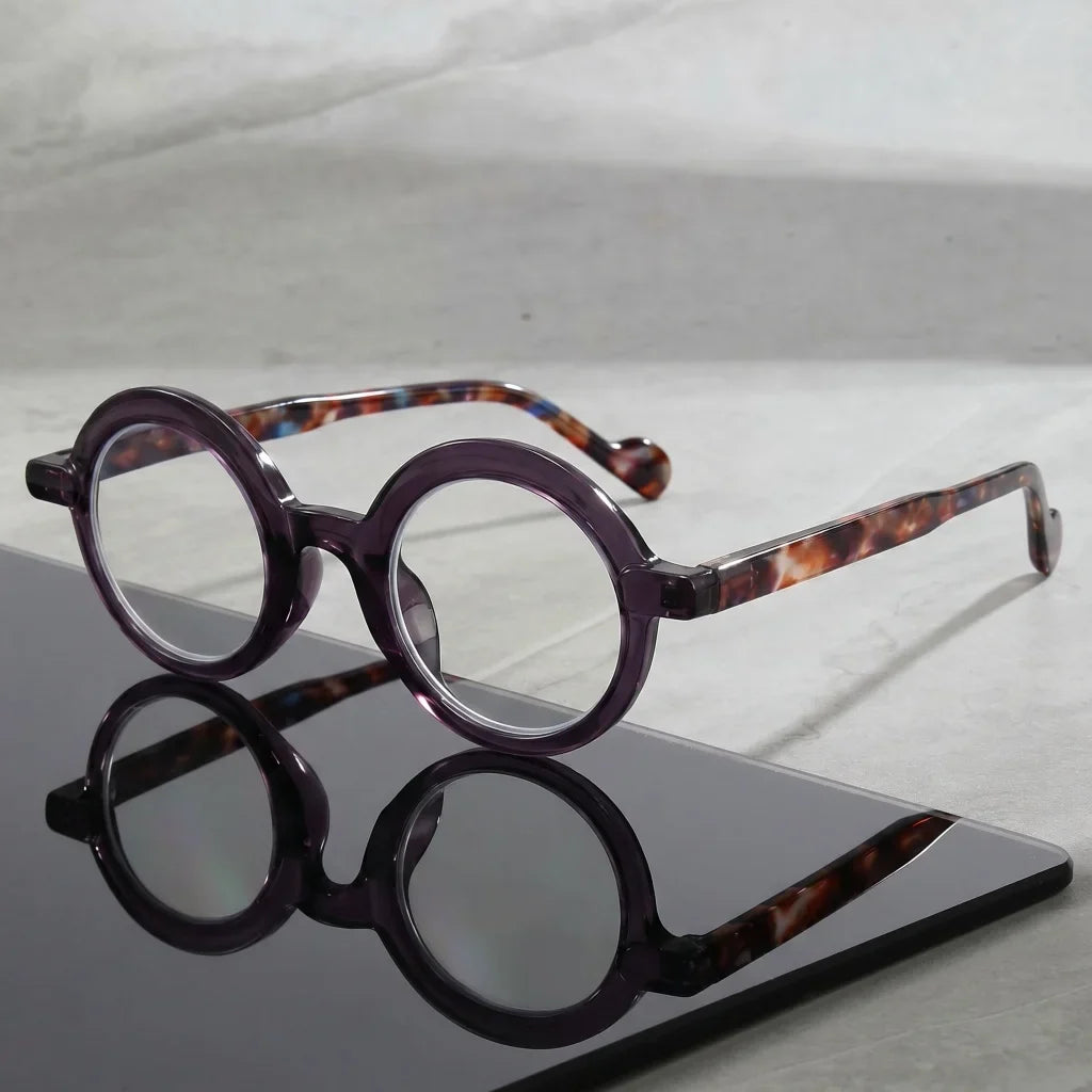 Retro Round Frame Tortoiseshell Glasses, Unisex, for Reading, Phone Use, and Commuting